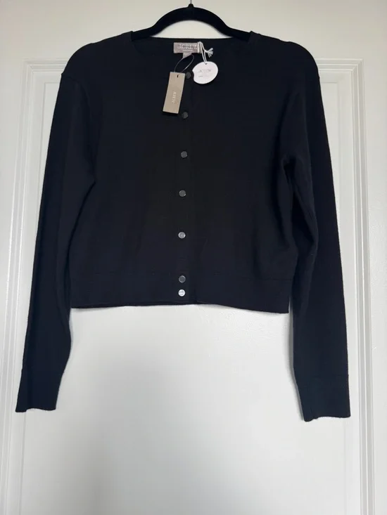 NWT! J. CREW Women’s Featherweight Cashmere Cardigan Jet Black Size XS - Picture 10 of 13